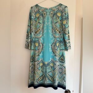London Times paisley printed dress with 3/4 sleeves